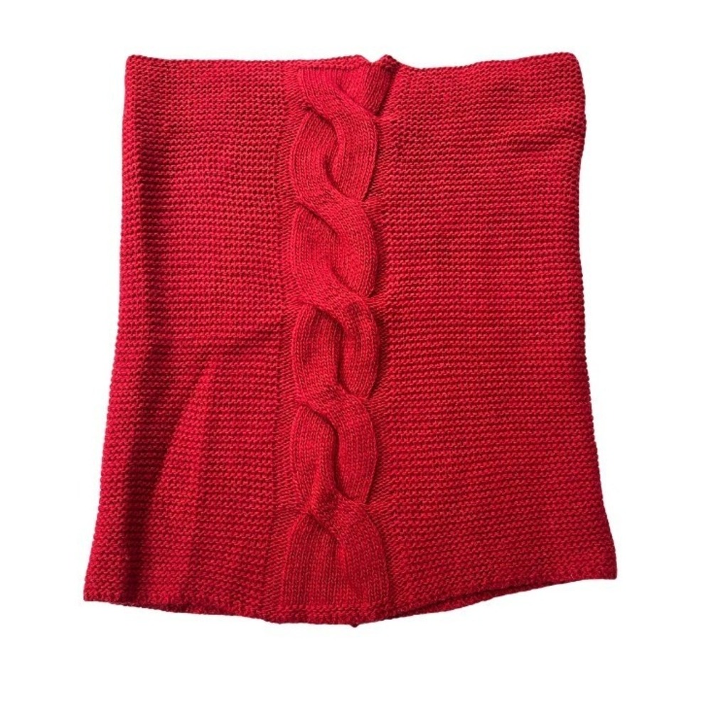 Talbots Red Cable Knit Scarf Wool Blend Made in Italy‎ Cozy Winter Accessory